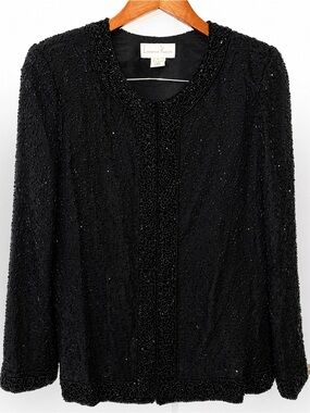 Vintage Laurence Kazar Elegant Silk Beaded Jacket Size PM